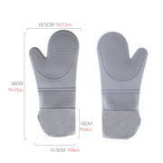 ZYA-426 Longer And Thicker Insulated Gloves Silicone Kitchen Baking Gloves(Gray)