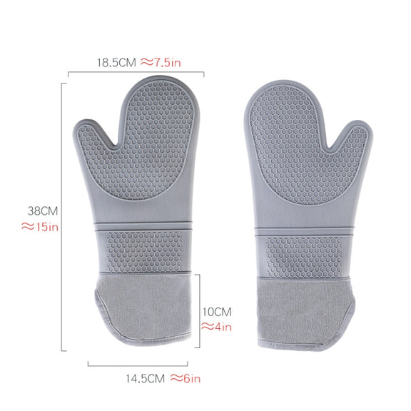 ZYA-426 Longer And Thicker Insulated Gloves Silicone Kitchen Baking Gloves(Gray)