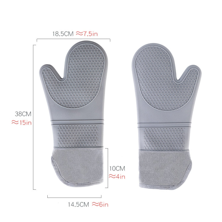 ZYA-426 Longer And Thicker Insulated Gloves Silicone Kitchen Baking Gloves(Gray)
