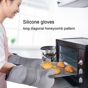 ZYA-426 Longer And Thicker Insulated Gloves Silicone Kitchen Baking Gloves(Gray)