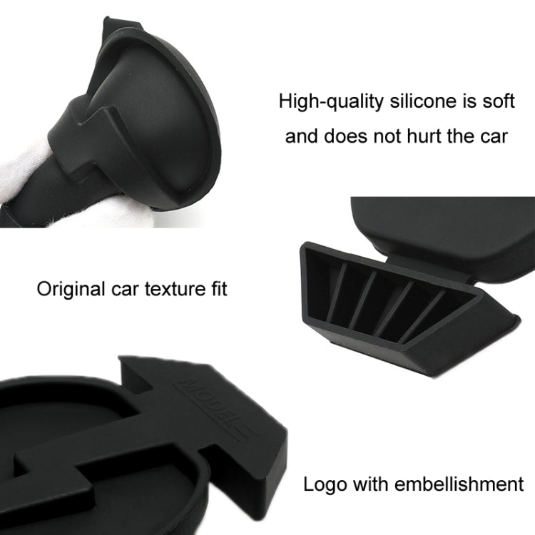 For Tesla Model3/Y 2pcs Charging Port Silicone Dustproof Water-resistant Cover, Color: Conjoined Black