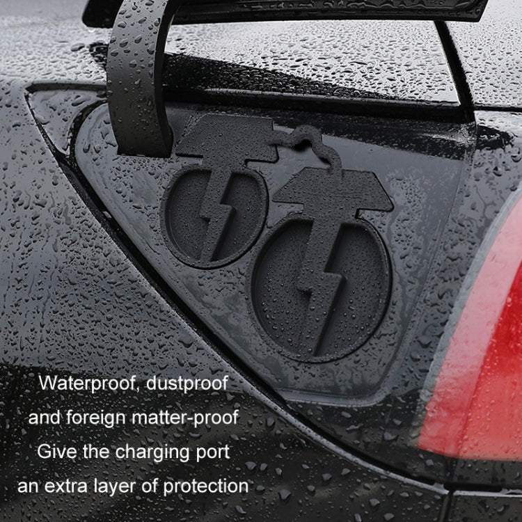 For Tesla Model3/Y 2pcs Charging Port Silicone Dustproof Water-resistant Cover, Color: Conjoined Black
