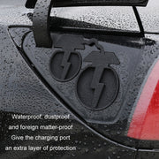 For Tesla Model3/Y 2pcs Charging Port Silicone Dustproof Water-resistant Cover, Color: Conjoined Black