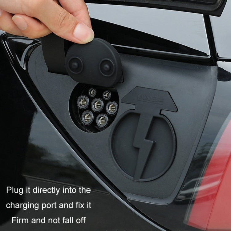 For Tesla Model3/Y 2pcs Charging Port Silicone Dustproof Water-resistant Cover, Color: Conjoined Black