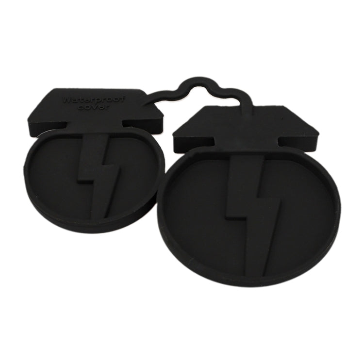 For Tesla Model3/Y 2pcs Charging Port Silicone Dustproof Water-resistant Cover, Color: Conjoined Black