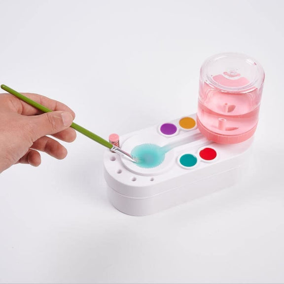 2nd Generation Oil Painting Brush Cleaner Tool with Water Container Paint Pen Washer(Pink)