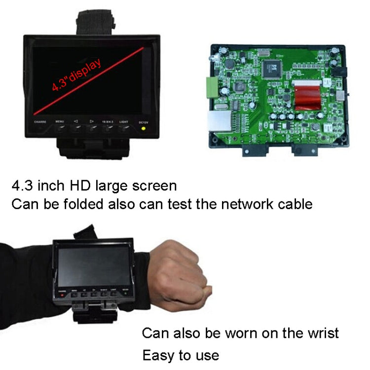 JSK-4300B 4.3 inch Handheld 12V Output Network Cable Monitoring Tester(With US Plug Power Adapter)