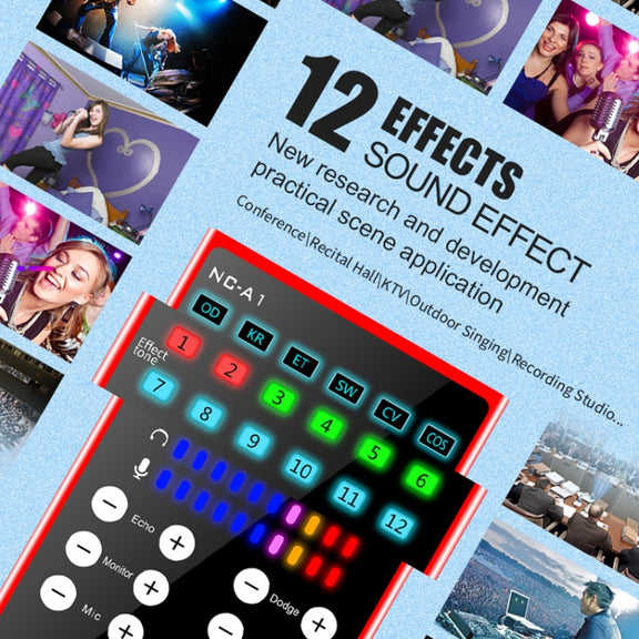 NC-A1 Bluetooth 5.0 Sound Card 12 Kinds Of Sound Effects Support Real-Time Monitoring