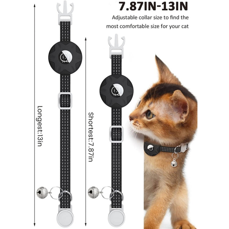 For AirTag Tracker Silicone Case Reflective Pet Cat Collar With Bell(Luminous Pink)