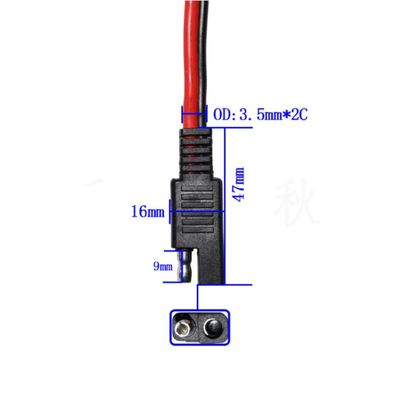 2pcs 20A Solar Car Battery SAE Power Extension Cable 15cm