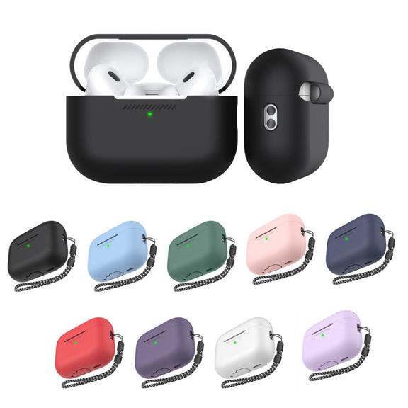 For AirPods Pro 2 AhaStyle PT187 Silicone One-Piece Protective Case With Lanyard Case(Pink)