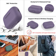 For AirPods Pro 2 AhaStyle PT187 Silicone One-Piece Protective Case With Lanyard Case(Purple)