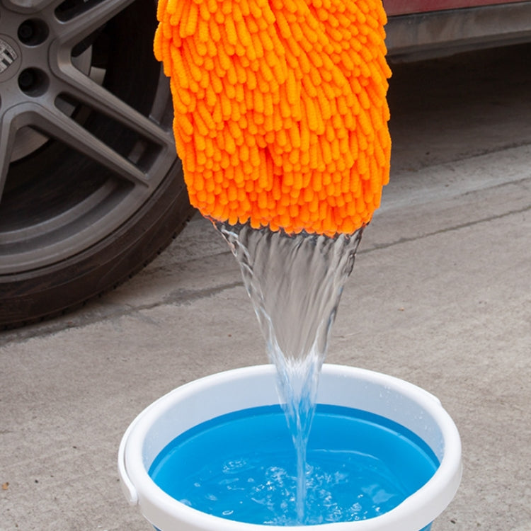 2pcs Car Chenille Coral Fleece Car Wash Double Sided Thick Gloves(Orange)