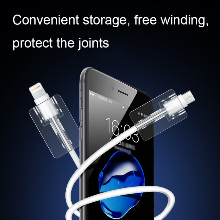 10pcs Square Transparent Data Cable Protective Sleeve Durable Break-Resistant Cable Winder(Micro USB)