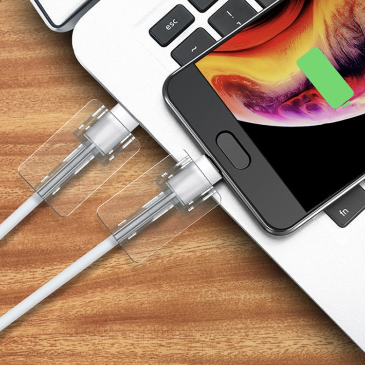 10pcs Square Transparent Data Cable Protective Sleeve Durable Break-Resistant Cable Winder(Micro USB)
