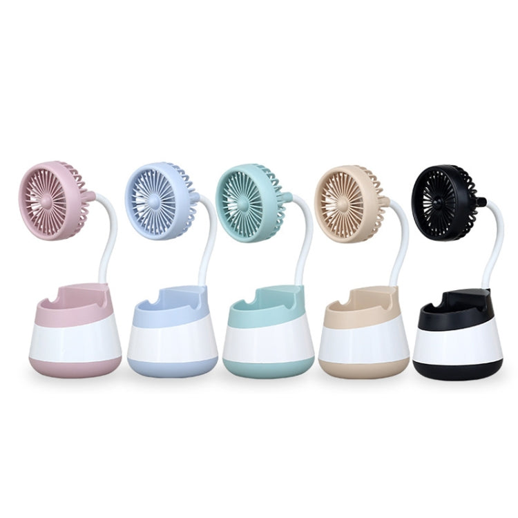 276A USB Charging Desktop Pen Holder Fan with Phone Holder Function Dormitory Portable Fan(Black)