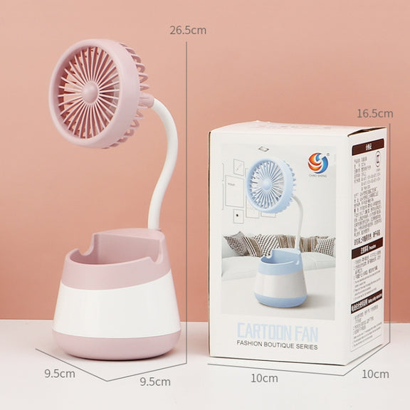 276A USB Charging Desktop Pen Holder Fan with Phone Holder Function Dormitory Portable Fan(Black)
