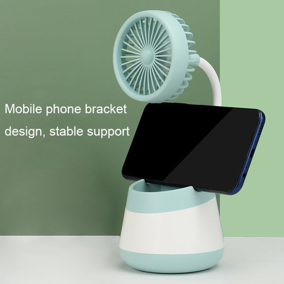 276A USB Charging Desktop Pen Holder Fan with Phone Holder Function Dormitory Portable Fan(Black)