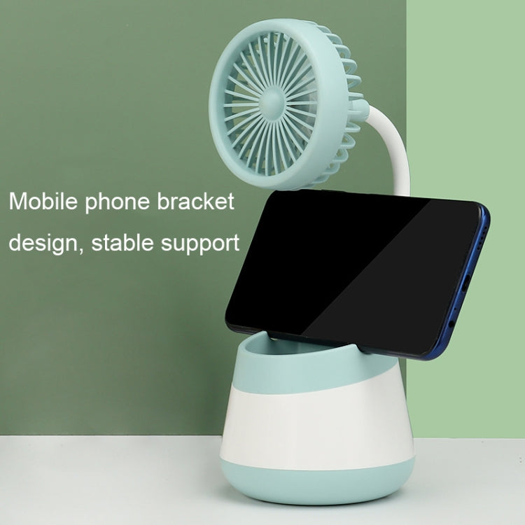 276A USB Charging Desktop Pen Holder Fan with Phone Holder Function Dormitory Portable Fan(Yellow)