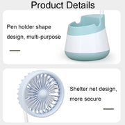 276A USB Charging Desktop Pen Holder Fan with Phone Holder Function Dormitory Portable Fan(Blue)