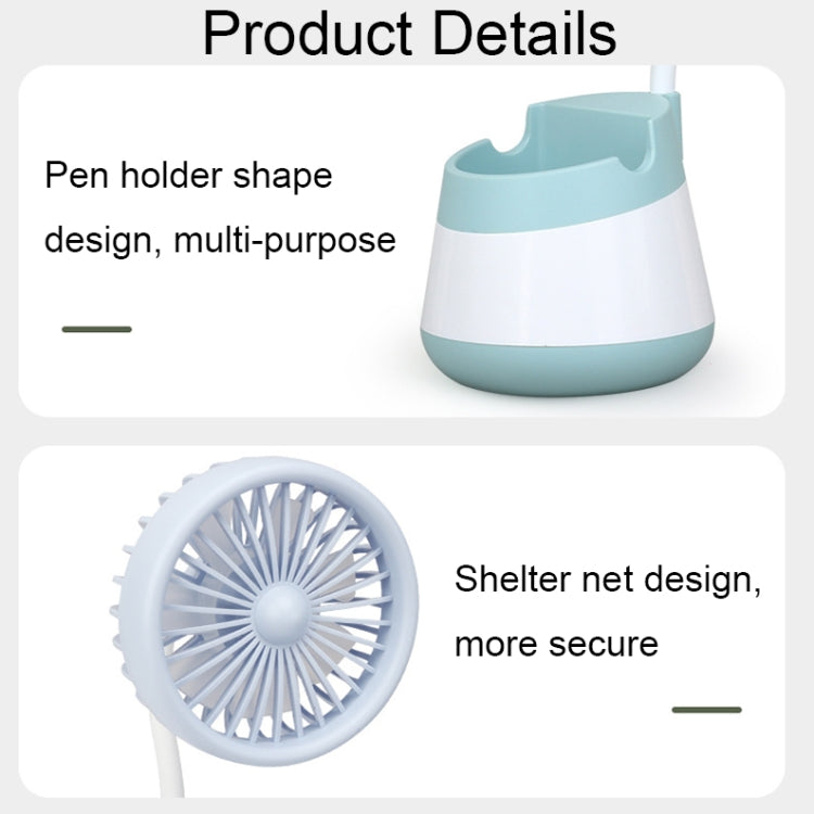 276A USB Charging Desktop Pen Holder Fan with Phone Holder Function Dormitory Portable Fan(Yellow)