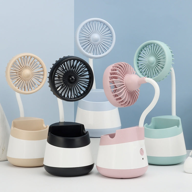 276A USB Charging Desktop Pen Holder Fan with Phone Holder Function Dormitory Portable Fan(Black)