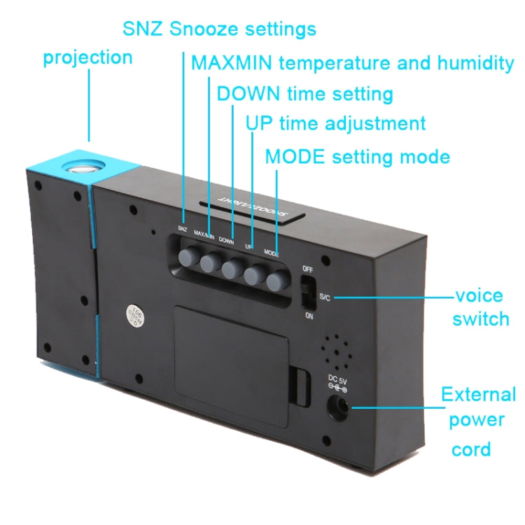 8290 Electronic Colour Screen Weather Clock Weather Forecast Projection Clock Rotatable Digital Clock With USB Cable