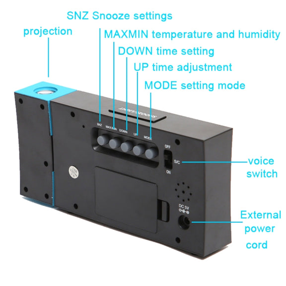 8290 Electronic Colour Screen Weather Clock Weather Forecast Projection Clock Rotatable Digital Clock With USB Cable