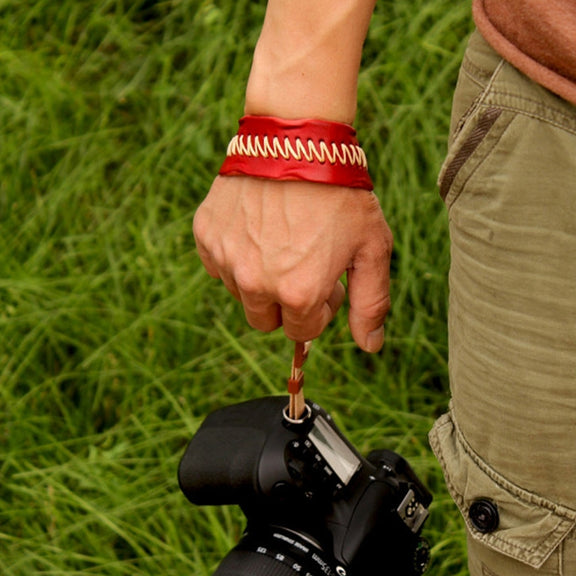 Zeku Retro Leather SLR Wristband Anti-drop Camera Wrist Strap without Camera(Red)