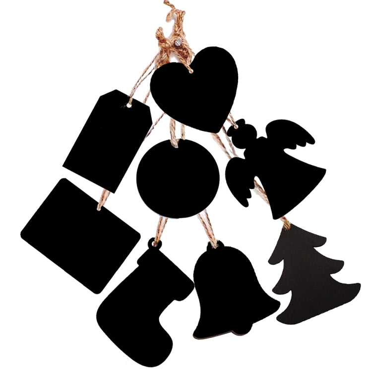 10pcs/Set Mini Hanging Wooden Message Board Home Holiday Decor Lanyard Chalkboard(Prismatic)