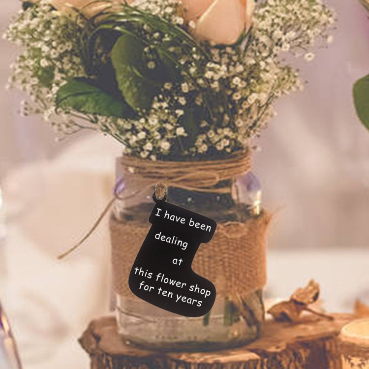 10pcs/Set Mini Hanging Wooden Message Board Home Holiday Decor Lanyard Chalkboard(Prismatic)