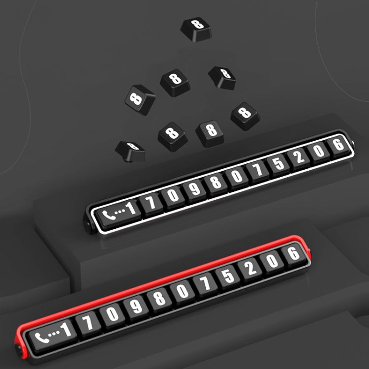 Aluminum Alloy Temporary Parking Number Plate Interior Decoration(Black Red)