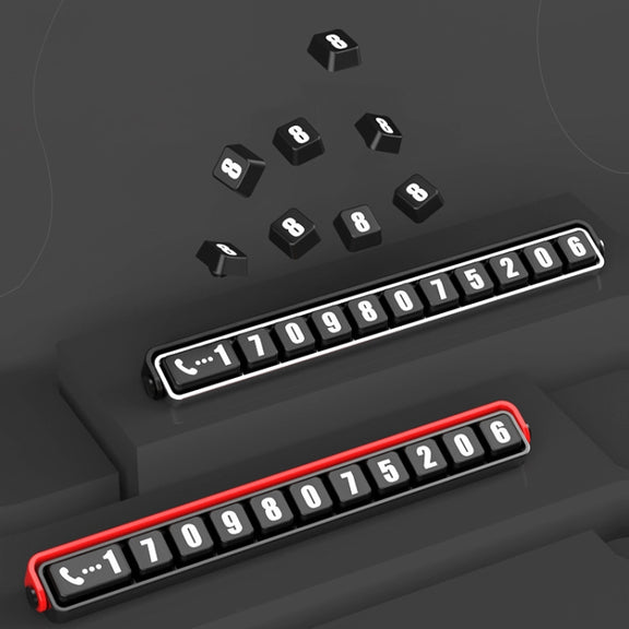Aluminum Alloy Temporary Parking Number Plate Interior Decoration(Black Red)