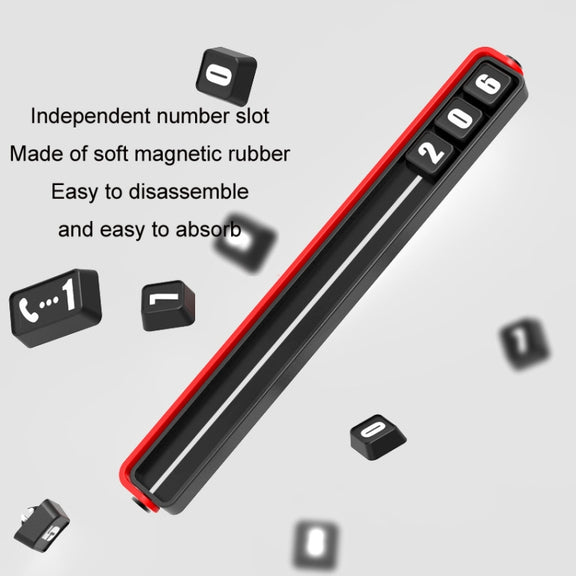 Aluminum Alloy Temporary Parking Number Plate Interior Decoration(Black Red)