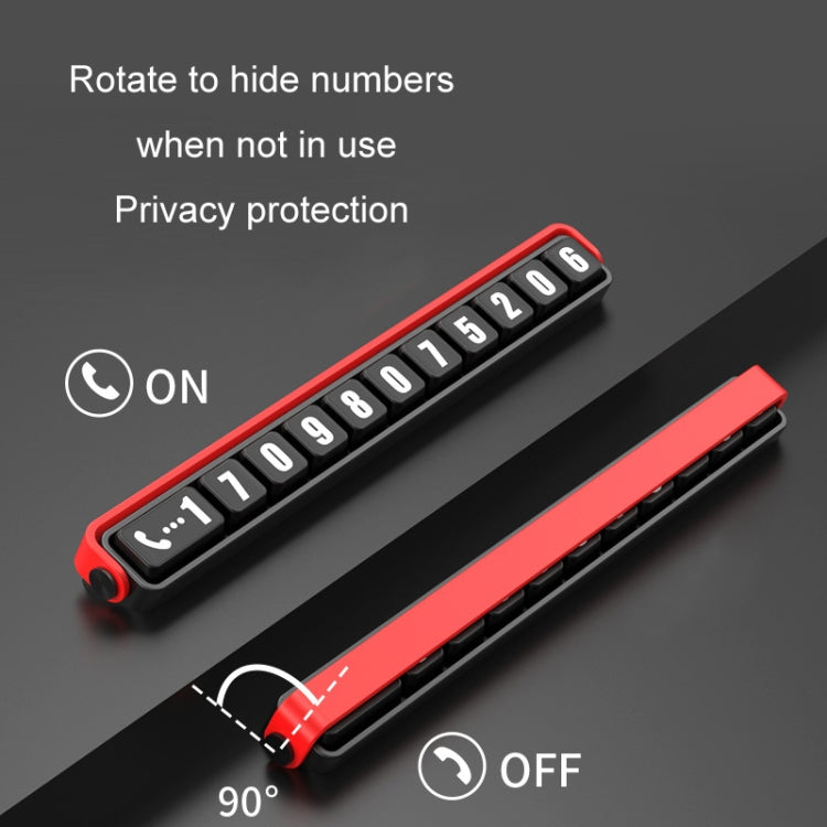 Aluminum Alloy Temporary Parking Number Plate Interior Decoration(Black Red)