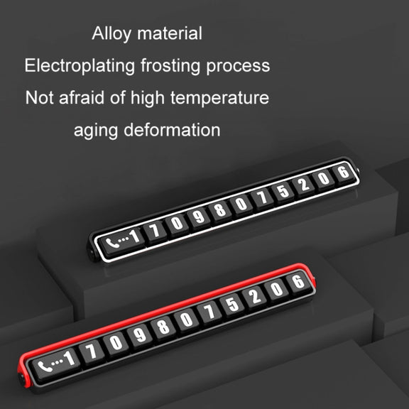 Aluminum Alloy Temporary Parking Number Plate Interior Decoration(Silver Black)