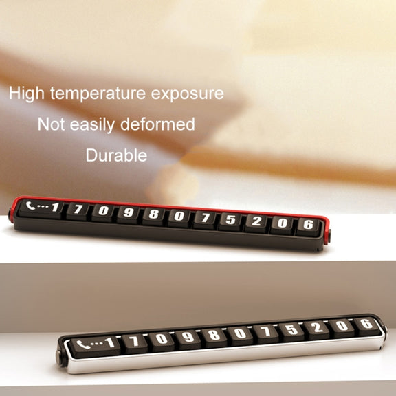 Aluminum Alloy Temporary Parking Number Plate Interior Decoration(Black Red)