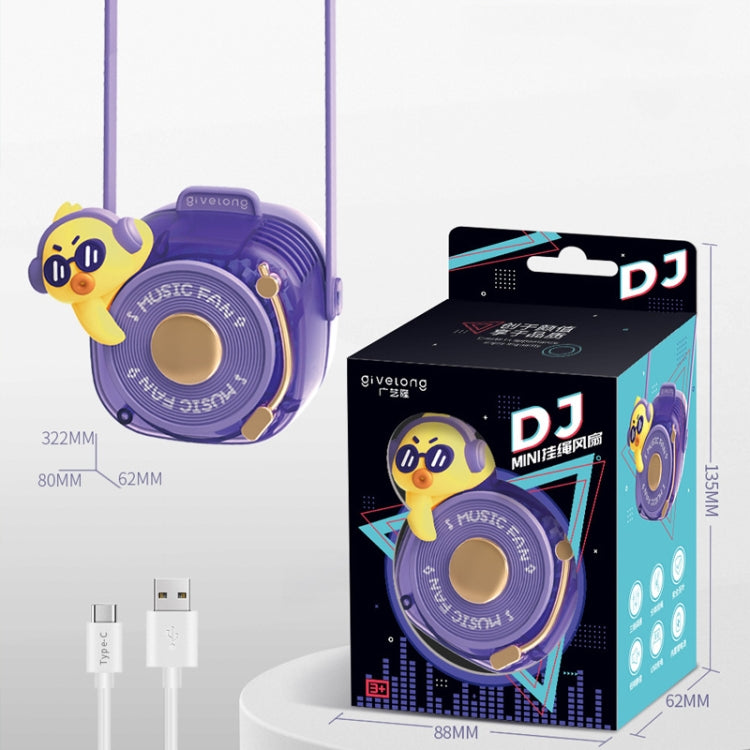 GL120-123 Hanging Neck Fan Summer Handheld USB Portable Mini Fan(Purple)