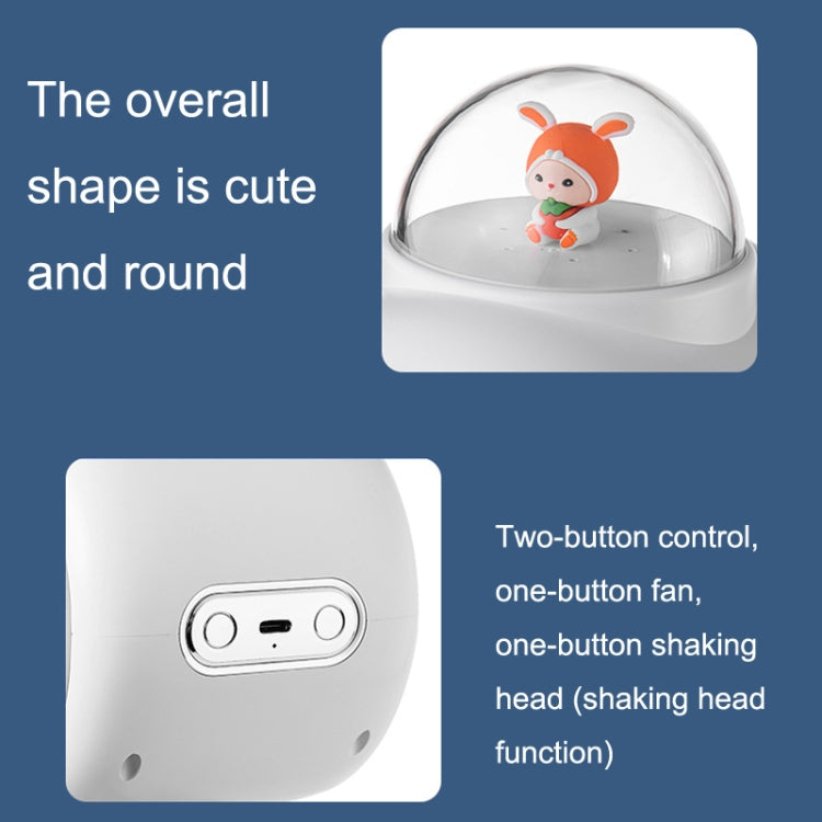 Baby Stroller Fan Home Mute Outdoor Cooling Portable Rabbit Octopus Fan Without Shake Head (White)