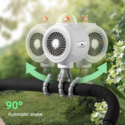 Baby Stroller Fan Home Mute Outdoor Cooling Portable Rabbit Octopus Fan With Shake Head (White)