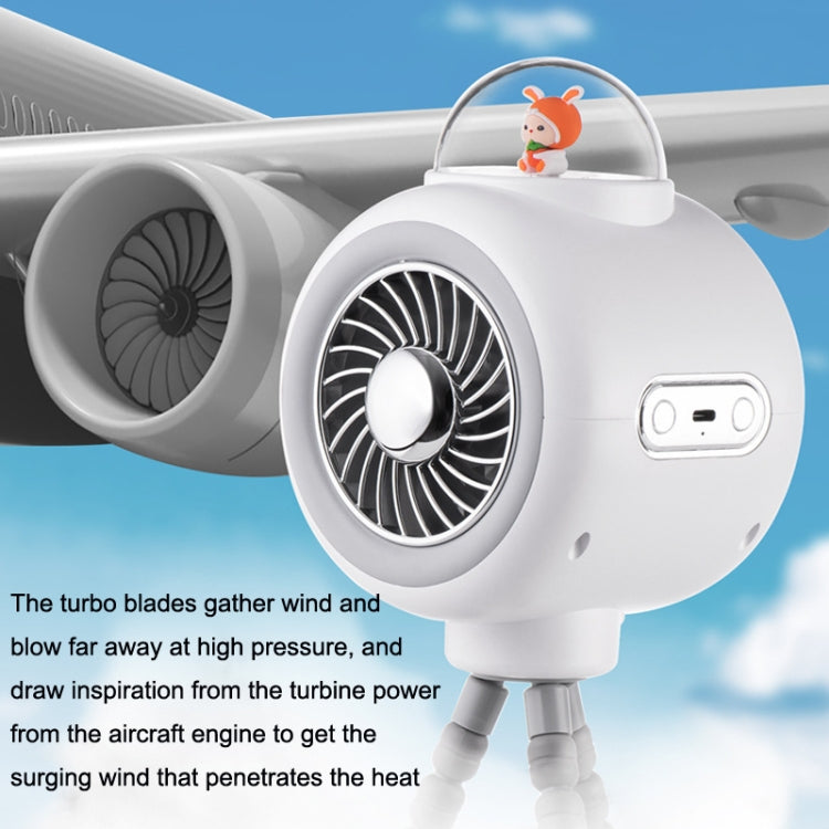 Baby Stroller Fan Home Mute Outdoor Cooling Portable Rabbit Octopus Fan With Shake Head (White)