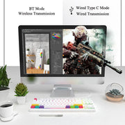 Ajazz K870T 87-Key Hot Swap Bluetooth/Wired Dual Mode RGB Backlight Office Game Mechanical Keyboard Red Shaft (White)