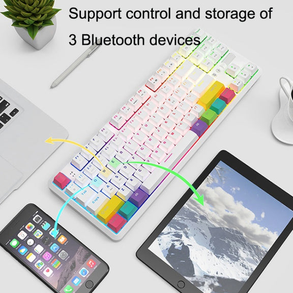 Ajazz K870T 87-Key Hot Swap Bluetooth/Wired Dual Mode RGB Backlight Office Game Mechanical Keyboard Green Shaft (Black)