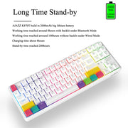 Ajazz K870T 87-Key Hot Swap Bluetooth/Wired Dual Mode RGB Backlight Office Game Mechanical Keyboard Red Shaft (Black)