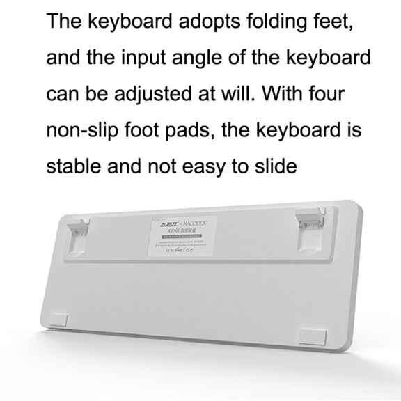 Ajazz K870T 87-Key Hot Swap Bluetooth/Wired Dual Mode RGB Backlight Office Game Mechanical Keyboard Tea Shaft (White)