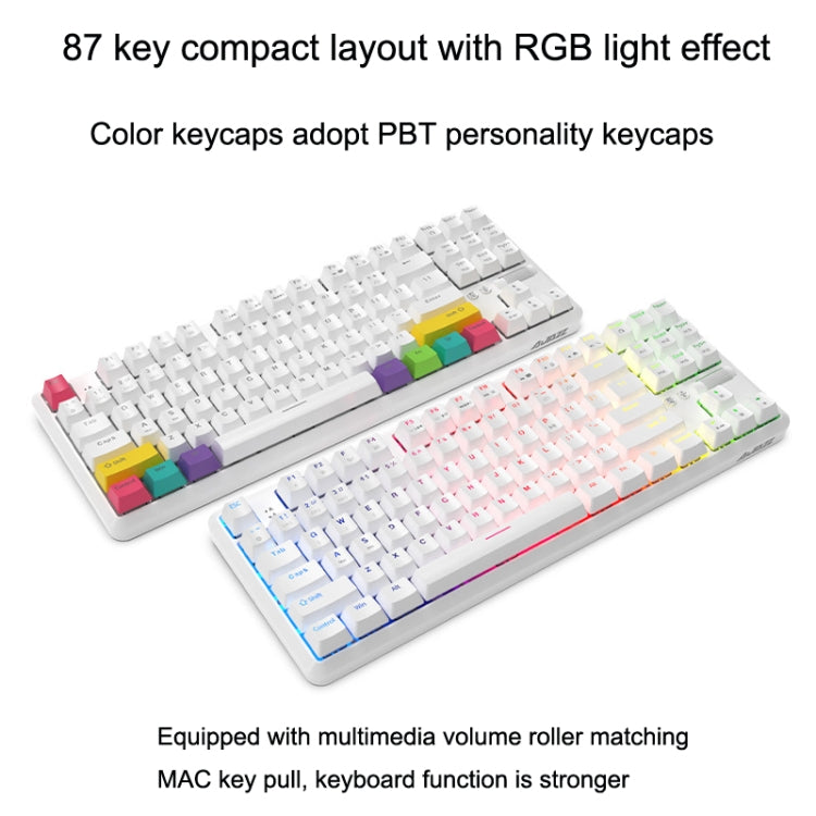 Ajazz K870T 87-Key Hot Swap Bluetooth/Wired Dual Mode RGB Backlight Office Game Mechanical Keyboard Red Shaft (Black)