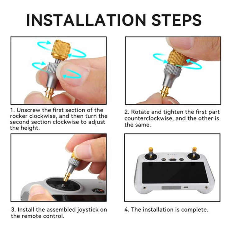 For DJI Mini 3 Pro RCSTQ Aluminum Alloy Two Color Telescopic Joystick With Screen Remote Control Thumb Operation Rod(As Show)