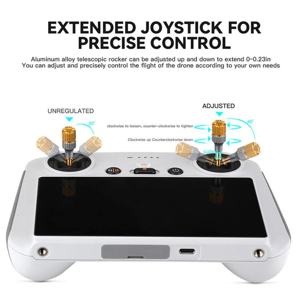 For DJI Mini 3 Pro RCSTQ Aluminum Alloy Two Color Telescopic Joystick With Screen Remote Control Thumb Operation Rod(As Show)