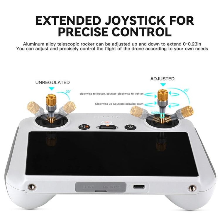 For DJI Mini 3 Pro RCSTQ Aluminum Alloy Two Color Telescopic Joystick With Screen Remote Control Thumb Operation Rod(As Show)