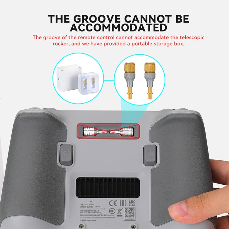 For DJI Mini 3 Pro RCSTQ Aluminum Alloy Two Color Telescopic Joystick With Screen Remote Control Thumb Operation Rod(As Show)